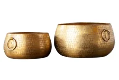 Handgefertigte Schalen 2er Set ORIENT gold Blumentopf im Hammerschlagdesign