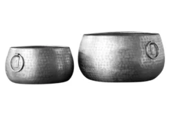 Handgefertigte Schalen 2er Set ORIENT silber Blumentopf im Hammerschlagdesign