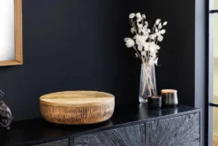 Handgefertigte Schale PURE NATURE 40cm natur Mangoholz rund mit Deckel Schmuck-Dose