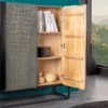 Handgefertigtes Highboard CROCO 120cm grau schwarz Mangoholz massiv 3D-Design
