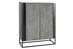 Handgefertigtes Highboard CROCO 120cm grau schwarz Mangoholz massiv 3D-Design