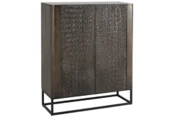Handgefertigtes Highboard CROCO 120cm braun Mangoholz massiv 3D-Design