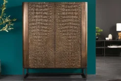 Handgefertigtes Highboard CROCO 120cm braun Mangoholz massiv 3D-Design