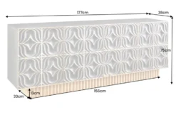 Handgefertigtes Sideboard PIAZZA SAN MARCO 180cm grau gold Mangoholz massiv 3D-Design