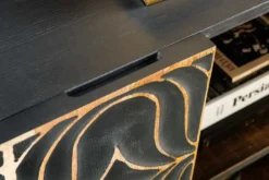 Handgefertigtes Sideboard PIAZZA SAN MARCO 180cm grau gold Mangoholz massiv 3D-Design