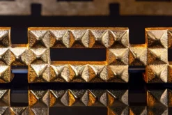 Handgefertigtes Tablett VARIATION 40cm schwarz gold Metall Aluminium Glas