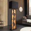Handgefertigte Stehlampe DESIGNED BY NATURE 165cm natur schwarz Regenbaumholz