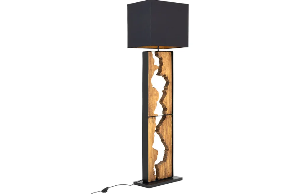 Handgefertigte Stehlampe DESIGNED BY NATURE 165cm natur schwarz Regenbaumholz