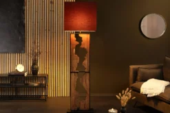 Handgefertigte Stehlampe DESIGNED BY NATURE 165cm natur schwarz Regenbaumholz
