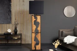 Handgefertigte Stehlampe DESIGNED BY NATURE 165cm natur schwarz Regenbaumholz