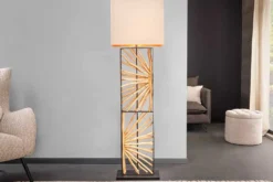 Handgefertigte Stehlampe EUPHORIA 165cm natur Longanholz beige mit Lampenschirm