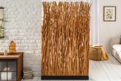 Handgefertigte Stehlampe NATURAL PARAVENT 180cm Longan-Holz Raumtrenner
