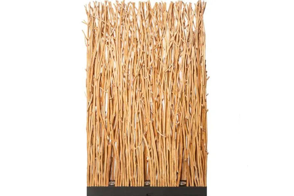 Handgefertigte Stehlampe NATURAL PARAVENT 180cm Longan-Holz Raumtrenner