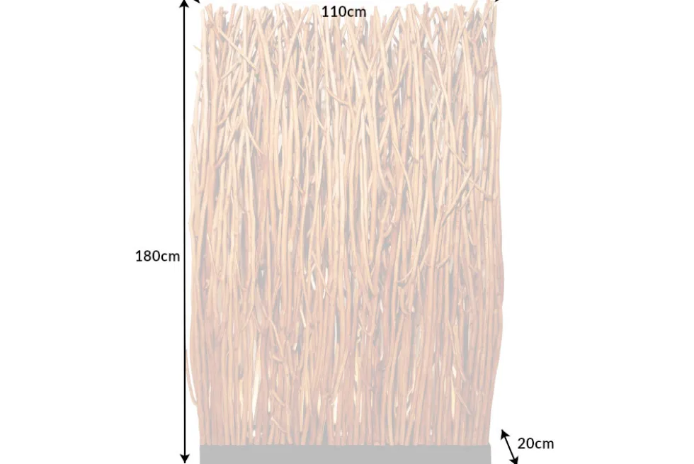 Handgefertigte Stehlampe NATURAL PARAVENT 180cm Longan-Holz Raumtrenner