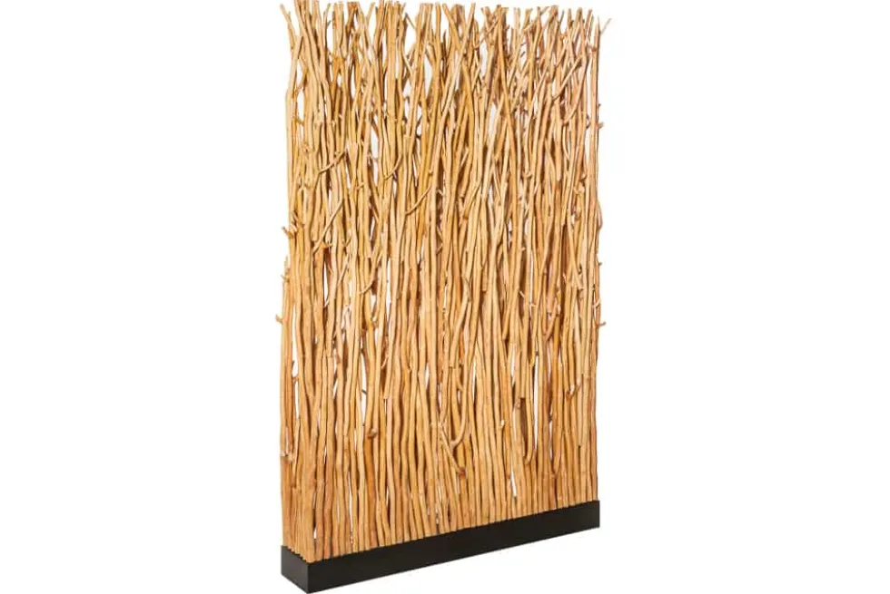 Handgefertigte Stehlampe NATURAL PARAVENT 180cm Longan-Holz Raumtrenner