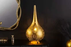 Handgefertigte Stehlampe ORIENT LIVING 50cm gold Eisen Tropfenform