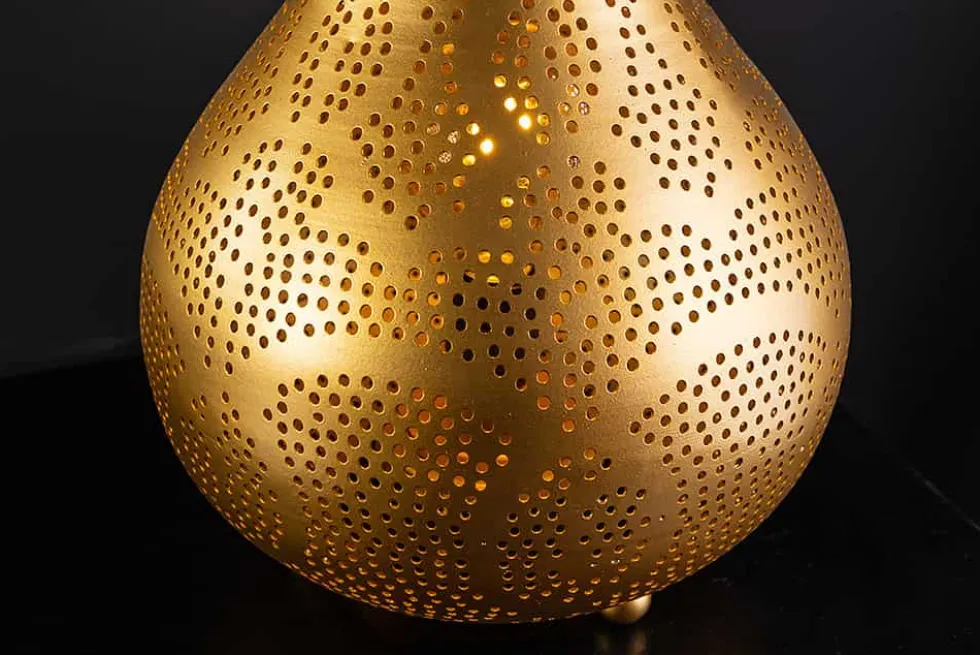 Handgefertigte Stehlampe ORIENT LIVING 50cm gold Eisen Tropfenform
