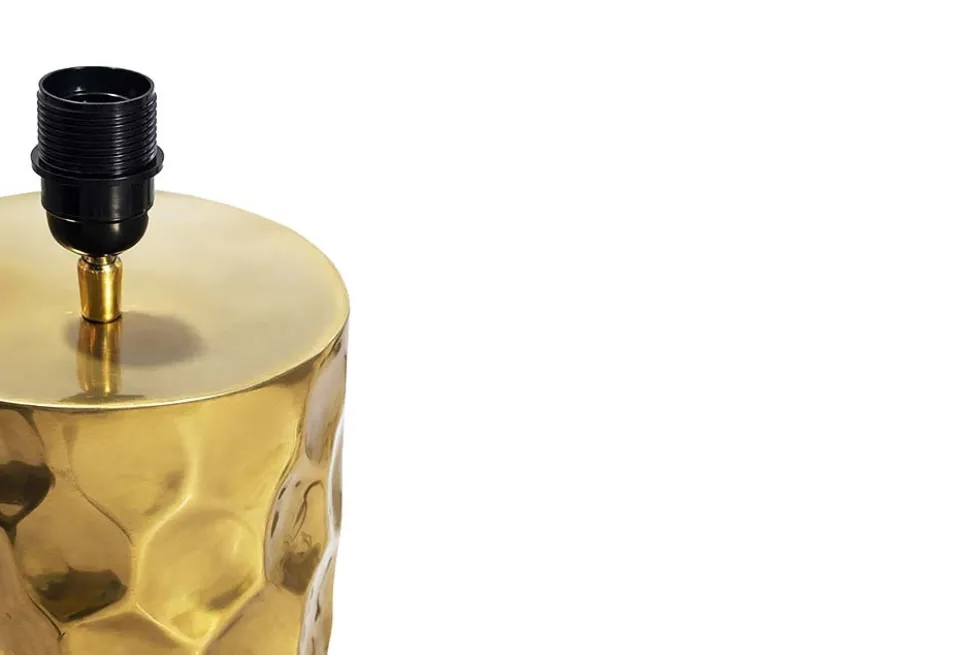 Handgefertigte Tischlampe AURELIA 55cm gold schwarz Hammerschlag-Design mit Stoffschirm