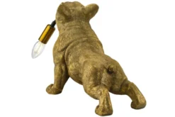 Handgefertigte Tischlampe BULLDOG 35cm gold Hunde-Skulptur