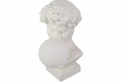 Handgefertigte Tischlampe DAVID 30cm weiß Büste mit Lampenkugel