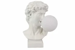 Handgefertigte Tischlampe DAVID 30cm weiß Büste mit Lampenkugel