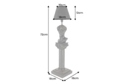 Handgefertigte Tischlampe DAVID 70cm schwarz mit Büste Stoffschirm