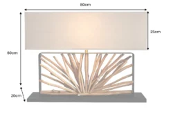 Handgefertigte Tischlampe EUPHORIA 80cm natur Longanholz beige mit Leinenschirm