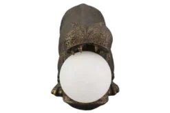 Handgefertigte Tischlampe HIPPO 45cm schwarz Nilpferd-Skulptur mit Lampenkugel