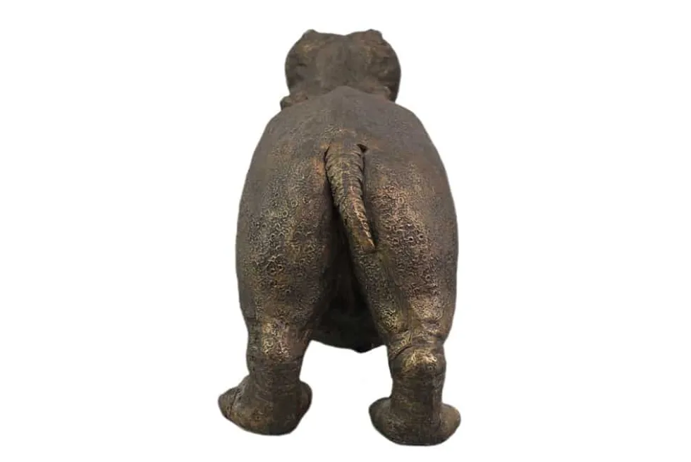 Handgefertigte Tischlampe HIPPO 45cm schwarz Nilpferd-Skulptur mit Lampenkugel