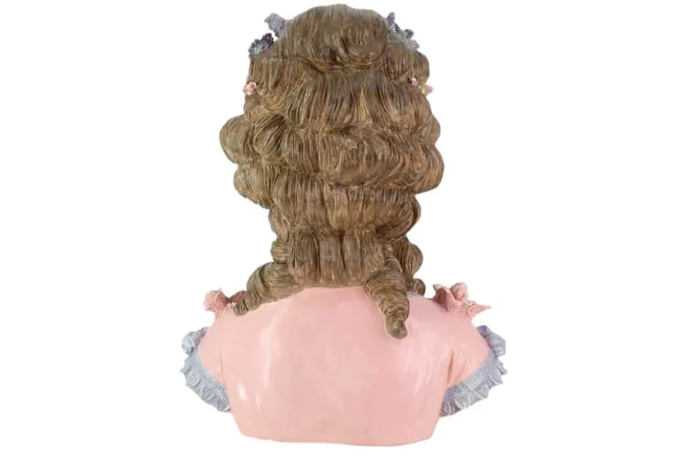 Handgefertigte Tischlampe LADY 60cm mehrfarbig Büste mit Lampenkugel