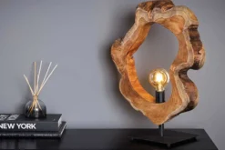 Handgefertigte Tischlampe ORGANIC ARTWORK 55cm natur Teakholz