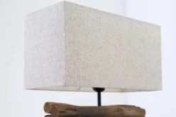 Handgefertigte Tischlampe PERIFERE 40cm beige Treibholz Leinenschirm