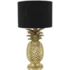 Handgefertigte Tischlampe PINEAPPLE 50cm gold schwarz Ananas-Design mit Stoffschirm