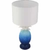 Handgefertigte Tischlampe PINEAPPLE 50cm blau weiß Ananas-Design mit Stoffschirm