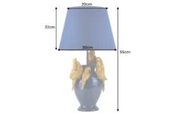 Handgefertigte Tischlampe PARROT 55cm blau gold Papagei-Skulptur Stoffschirm