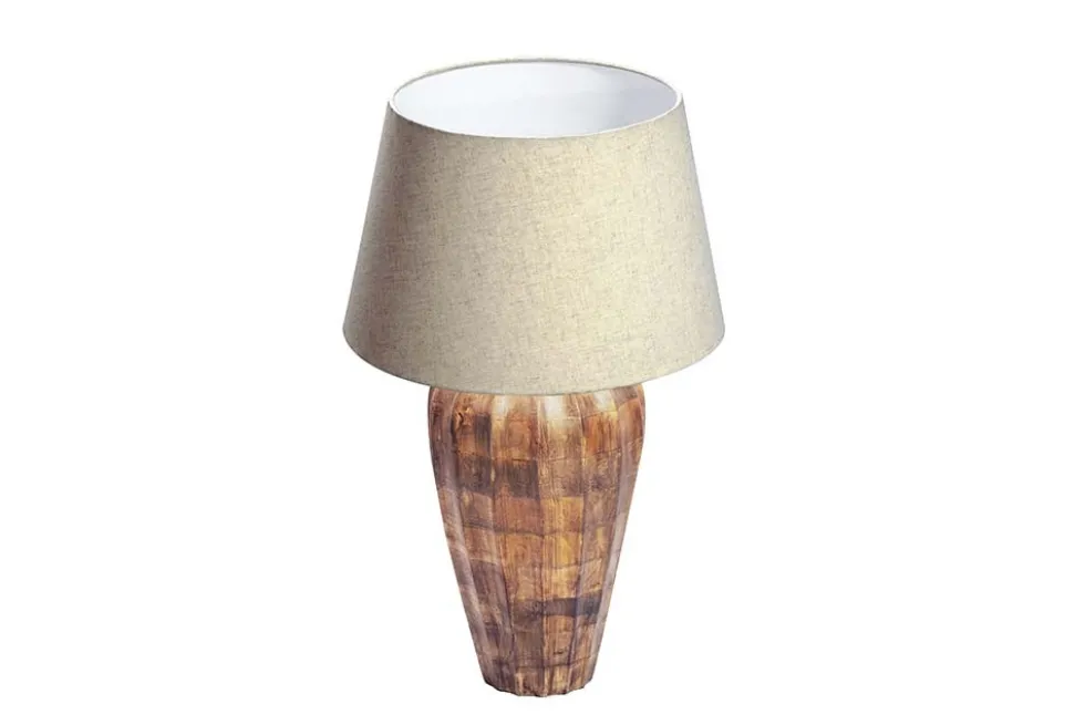 Handgefertigte Tischlampe PURE NATURE 65cm weiß natur Mangoholz mit Stoffschirm