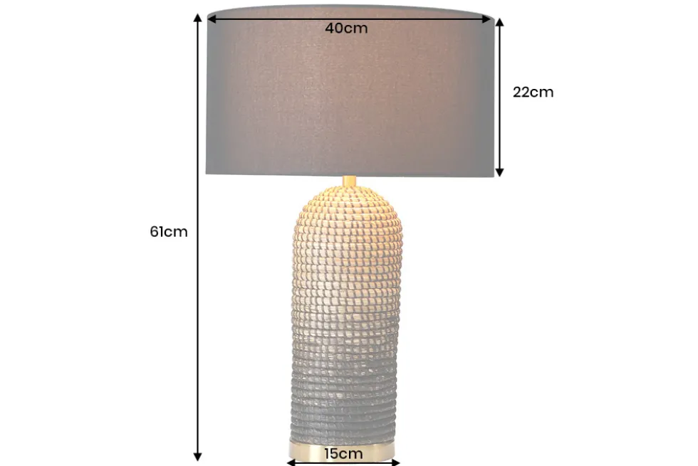 Handgefertigte Tischlampe ZEA 60cm schwarz natur runder Lampenschirm Seegras