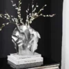 Handgefertigte Vase LIQUID 25cm silber Metall Hammerschlag Design