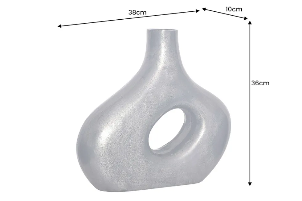 Handgefertigte Vase RING 40cm dunkelgrau Metall Dekoration Blumenvase