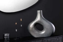 Handgefertigte Vase RING 40cm dunkelgrau Metall Dekoration Blumenvase