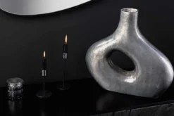 Handgefertigte Vase RING 30cm dunkelgrau Metall Dekoration Blumenvase