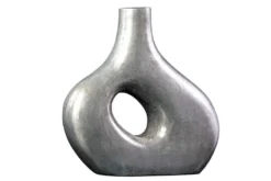 Handgefertigte Vase RING 30cm dunkelgrau Metall Dekoration Blumenvase