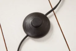 Handmade Stehlampe ROUSILIQUE 180cm schwarz Treibholzlampe Leinenschirm Baumstamm
