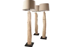 Handmade Stehlampe ROUSILIQUE 180cm beige Treibholzlampe Leinenschirm Baumstamm