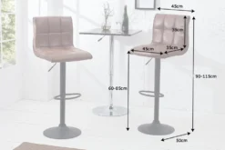 Höhenverstellbarer Barhocker MODENA vintage braun Microfaser Metall schwarz mit Lehne drehbar