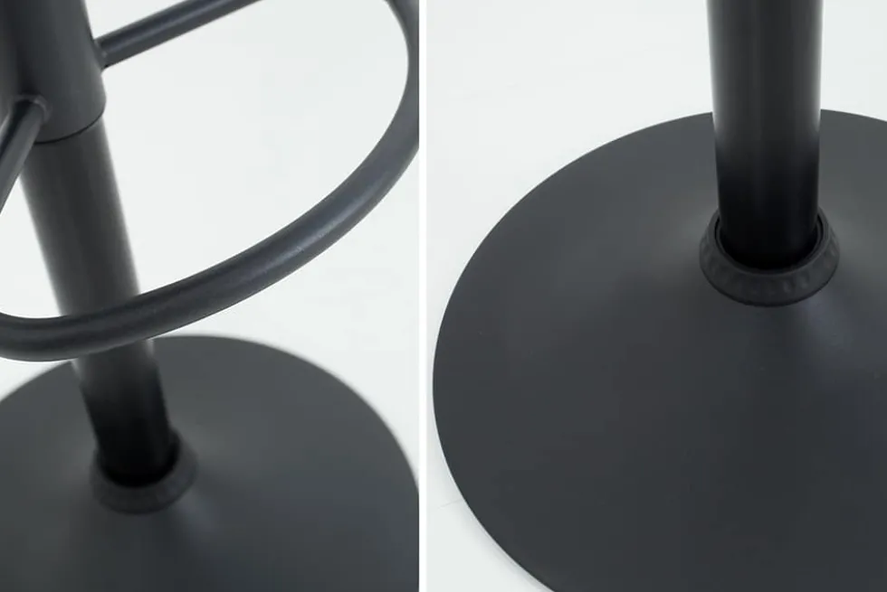 Höhenverstellbarer Barhocker MODENA vintage braun Microfaser Metall schwarz mit Lehne drehbar