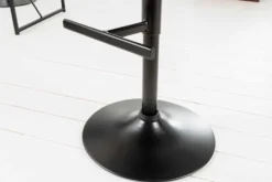 Höhenverstellbarer Barhocker COMFORT dunkelgrau Samt drehbar mit Lehne Metall schwarz