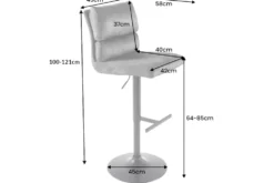 Höhenverstellbarer Barhocker COMFORT antik braun Microfaser drehbar mit Lehne Metall schwarz