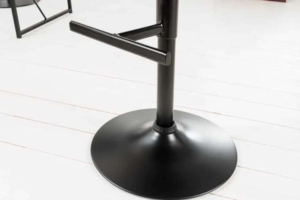 Höhenverstellbarer Barhocker COMFORT grau Cord drehbar mit Lehne Metall schwarz