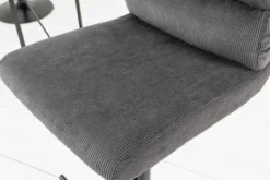 Höhenverstellbarer Barhocker COMFORT grau Cord drehbar mit Lehne Metall schwarz